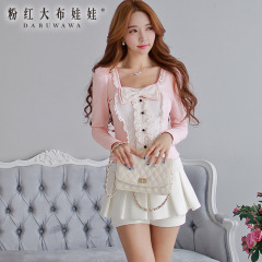 T shirt girls big pink doll summer 2015 new flows of bottoming shirt shirt slim fit long sleeve bubble girl t shirt