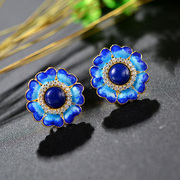 Thai natural lapis lazuli mosaic ladies earrings 925 Silver Chao Shao LAN new lady Joker earrings