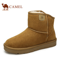 Camel/骆驼男鞋2016冬季新品 磨砂牛皮套脚雪地靴短筒靴男靴短靴