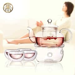束氏茶具套装 玻璃整套耐高温可加热带过滤 花茶红茶花草壶