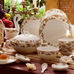 景德镇家用欧式创意56头骨瓷餐具送礼碗盘套装菜盘子陶瓷碗碟
