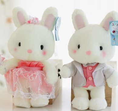 婚庆娃娃一对 情侣兔子毛绒玩具公仔娃娃 结婚礼物婚