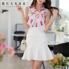 Summer pink dress dolls 2015 new women's slim bowknot sleeveless dress