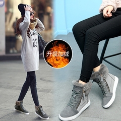 2016冬韩国内增高女棉鞋保暖加绒羊羔毛高帮系休闲鞋韩版雪地靴