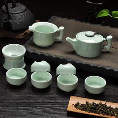 龙泉青瓷功夫茶具套装陶瓷器小茶壶6人茶杯茶道茶杯盖碗整套特价