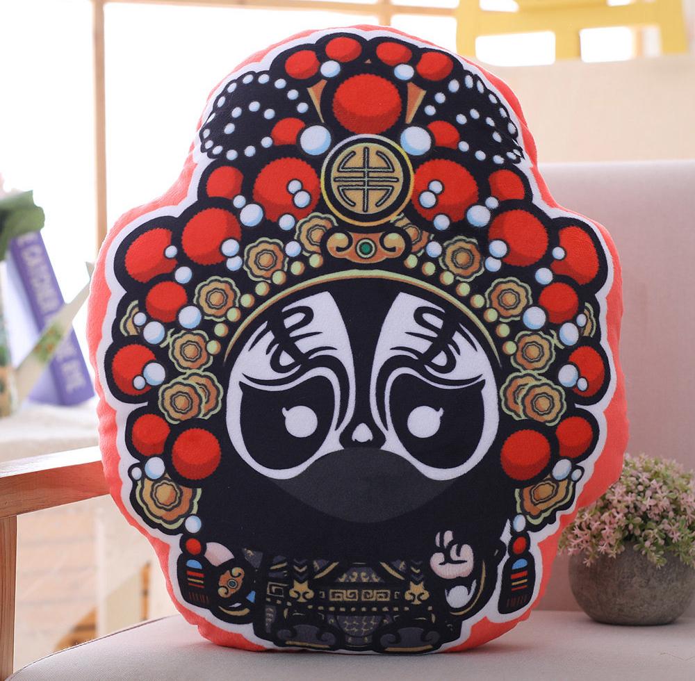 国潮风创意京剧脸谱抱枕靠垫办公室座椅靠枕午睡枕头汽车靠垫护腰