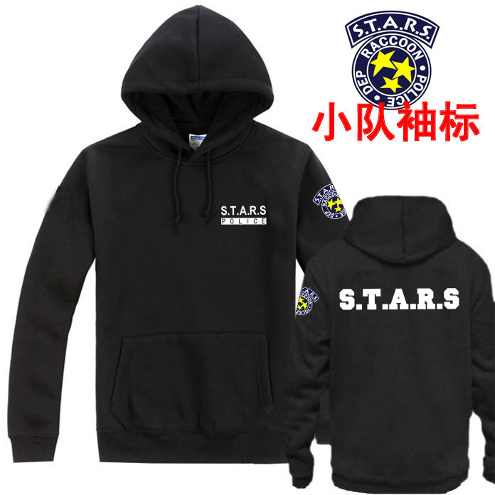 纯棉包邮生化危机保护伞小队袖标stars套头连帽卫衣男卫衣