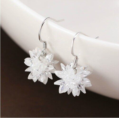 925纯银耳环女 韩国甜美长款雪花耳饰品防过敏银饰生日礼物送女友