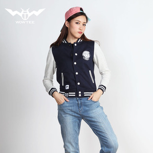wowtee服饰旗舰店wowtee2017春装新款立领印花运动休闲棒球服情侣装外套韩版学生潮
