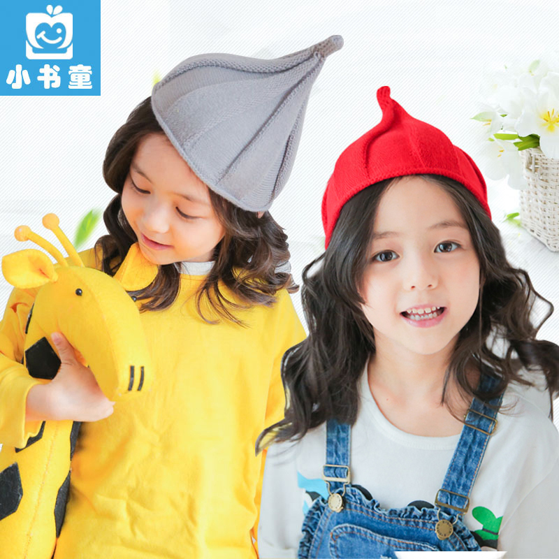 韩国秋冬儿童套头帽子潮宝宝毛线巫师帽针织男女尖尖帽奶嘴帽加厚产品展示图1