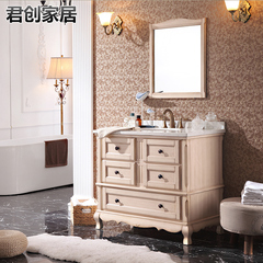 美式橡木浴室柜组合落地卫浴柜面盆卫生间洗手洗脸台盆实木洗漱池