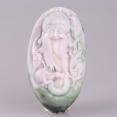 中国四大名玉 独山玉道法自然旺 手把件 鱼翁