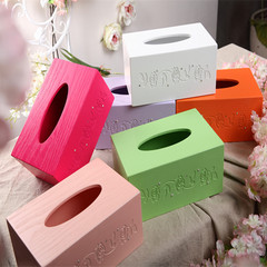 家用纸巾盒创意韩式欧式木质客厅抽面纸盒高档车用抽纸盒实用