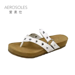 愛馬仕銅釘模具 愛柔仕AEROSOLES 新款鉚釘人字拖鞋女夏韓版夾腳舒適涼鞋沙灘拖 愛馬仕耳釘