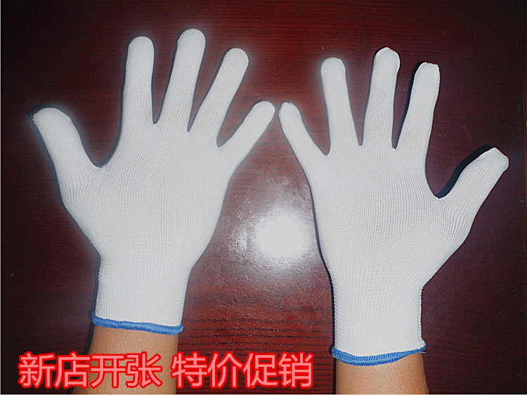 白色中号13针薄款手套礼仪手套 贴手工作方便劳保手套