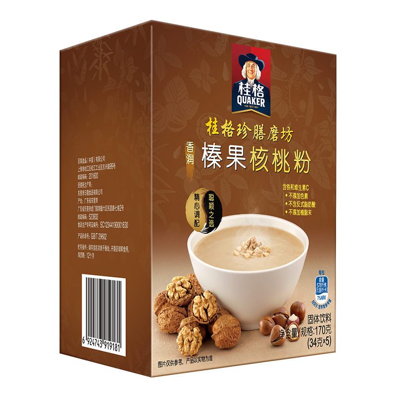 【桂格旗舰店】桂格珍膳磨坊榛果核桃粉34g*5包产品展示图2