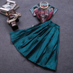 Summer 2015 new retro prints European fashion suit skirt chiffon sleeveless vest dress