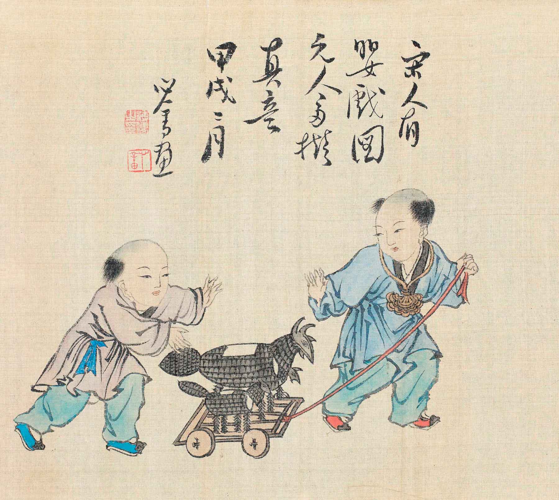 装饰画国画字画酒店人物孩童溥儒婴戏高清艺术图案印