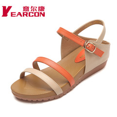 ER Kang new genuine leather shoes summer cool fashion with comfort strap wedges women shoe