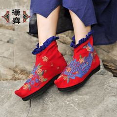 Classical Chinese dance national wind tipped air squat shoes, China shoes Lady hand layer embroidered shoes by the end of the fish loves a flower