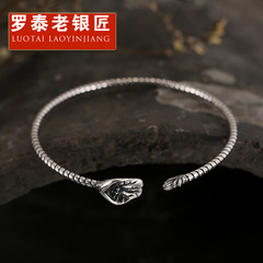 Chandos and old silversmiths woven bracelet s925 Silver Lotus Leaf Japanese and Korean ladies hand simple silver ring bracelet gift