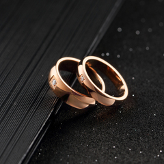日韩版镀18k玫瑰金男女钛钢戒指个性饰品韩国简约潮人尾戒指环