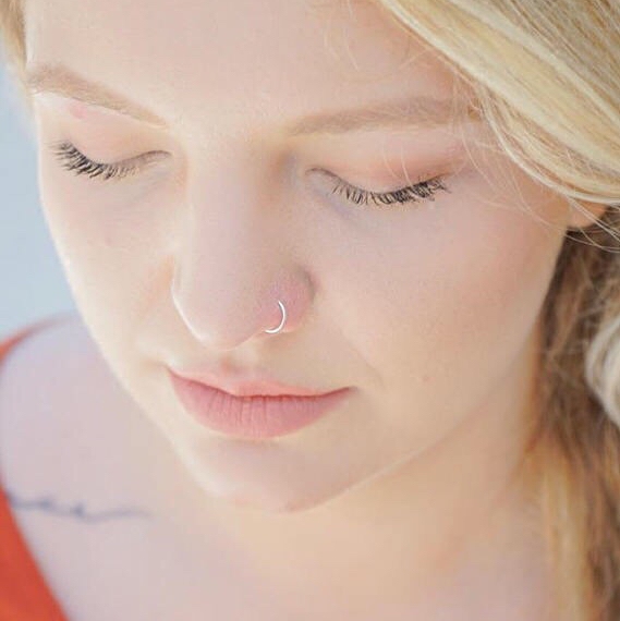 美国14k包金925银鼻环鼻钉耳骨环鼻圈有洞穿孔款个性纯色男女款