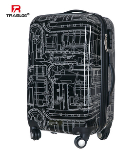 卡地亞機械表如何上弦 AIGSON韓國時尚pc萬向輪鏡面男女機械紋黑色旅行拉桿箱拖箱 卡地亞