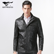 七匹狼男士外套秋季中年外套立领多口袋拉链门襟商务休闲外套3730