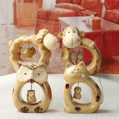 Zakka可爱小动物陶瓷摆件创意结婚礼物橱窗装饰拍摄道具家居饰品