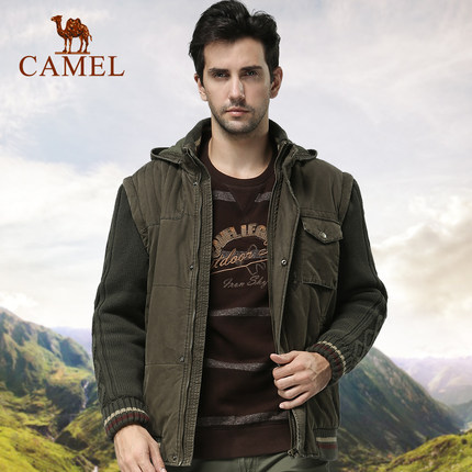 camel 駱駝戶外男士外套冬季保暖衣可拆卸袖兩穿夾克韓版潮流棉服 - 17436599698