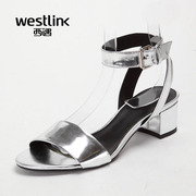 Westlink/West patent leather chunky heels women's sandals