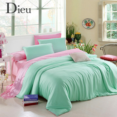 Dieu迪欧家纺 丝滑80s素色双拼纯色双面天丝四件套床上用品