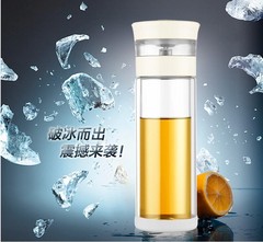 绿珠双层玻璃杯茶水分离泡茶杯便携耐热旅行杯创意杯子茶水水杯子