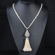 Is 925 Silver Thai fashion Lady pearls in Europe and America long gorgeous ladies sweater chain necklace