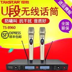 Takstar/得胜 TS-8960家用卡拉ok无线话筒一拖二u段会议麦克风