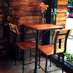 美式做旧铁艺酒店桌椅实木餐桌椅星巴克咖啡厅休闲桌椅 快餐桌椅