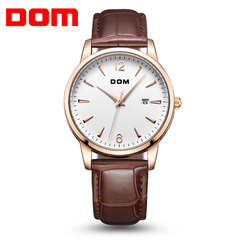 多姆（DOM）手表 经典复古范儿休闲皮带石英男士手表腕表