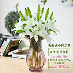 假花仿真百合花单枝客厅装饰花摆放仿真花百合花绢花花瓶插花摆件