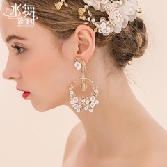 Beauty too continental aesthetic ceramic Flower Earrings vintage wedding dress earrings accessories show exaggerated H0258