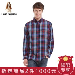 Hush Puppies/暇步士 男装棉羊绒格纹长袖衬衣|PA-13781