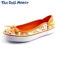 The Doll Maker女童帆布鞋橡胶帆布鞋甜美花朵运动款懒人鞋旅游鞋