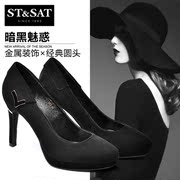 St&Sat/Saturdays-fall 2015 new Sheepskin metal round head ultra high heel shoes women shoes SS53115846