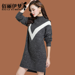秋冬新款女装韩版半高领毛衣女打底衫中长款套头针织衫加厚羊毛衫