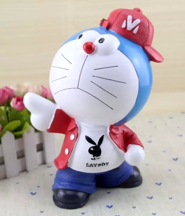 模具石膏彩绘机器猫卡通天然乳胶娃娃diy22cm白模填色