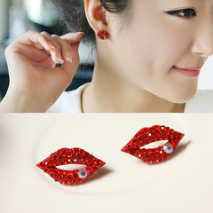 Shanzai Korean cute sexy red lips earrings ear clip earrings non-pierced earrings ear bone