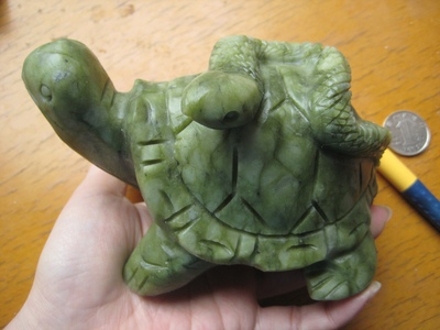 天然石雕玄武摆件石龟蛇风水 石刻长寿龟 真武大帝 13cm