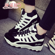 Yalaiya 2015 fall/winter new fashion casual shoes high platform shoes flat spell color with sport shoes