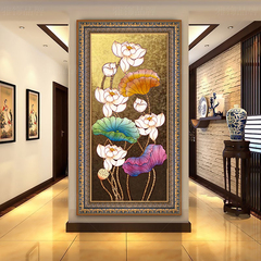 东南亚风格手绘泰式金箔油画玄关装饰画新中式走廊过道挂画壁画