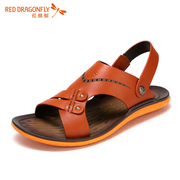 Red Dragonfly new genuine leather men Sandals 2015 summer casual breathable non-slip dual Sandals men's shoes